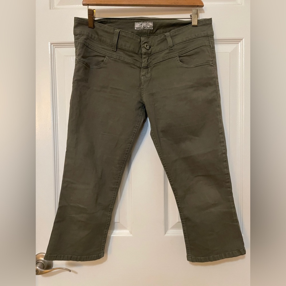 Guess Olive Green Low Rise Women's Capri Jeans